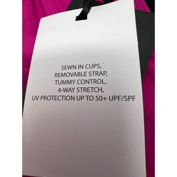 DKNY Magenta Ruched Tummy Control UV Protection One-Piece Swimsuit 8 - Picture 5 of 7